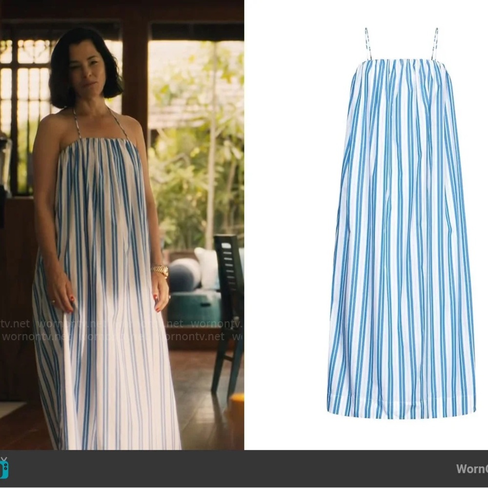 Ganni Blue and White Striped Dress